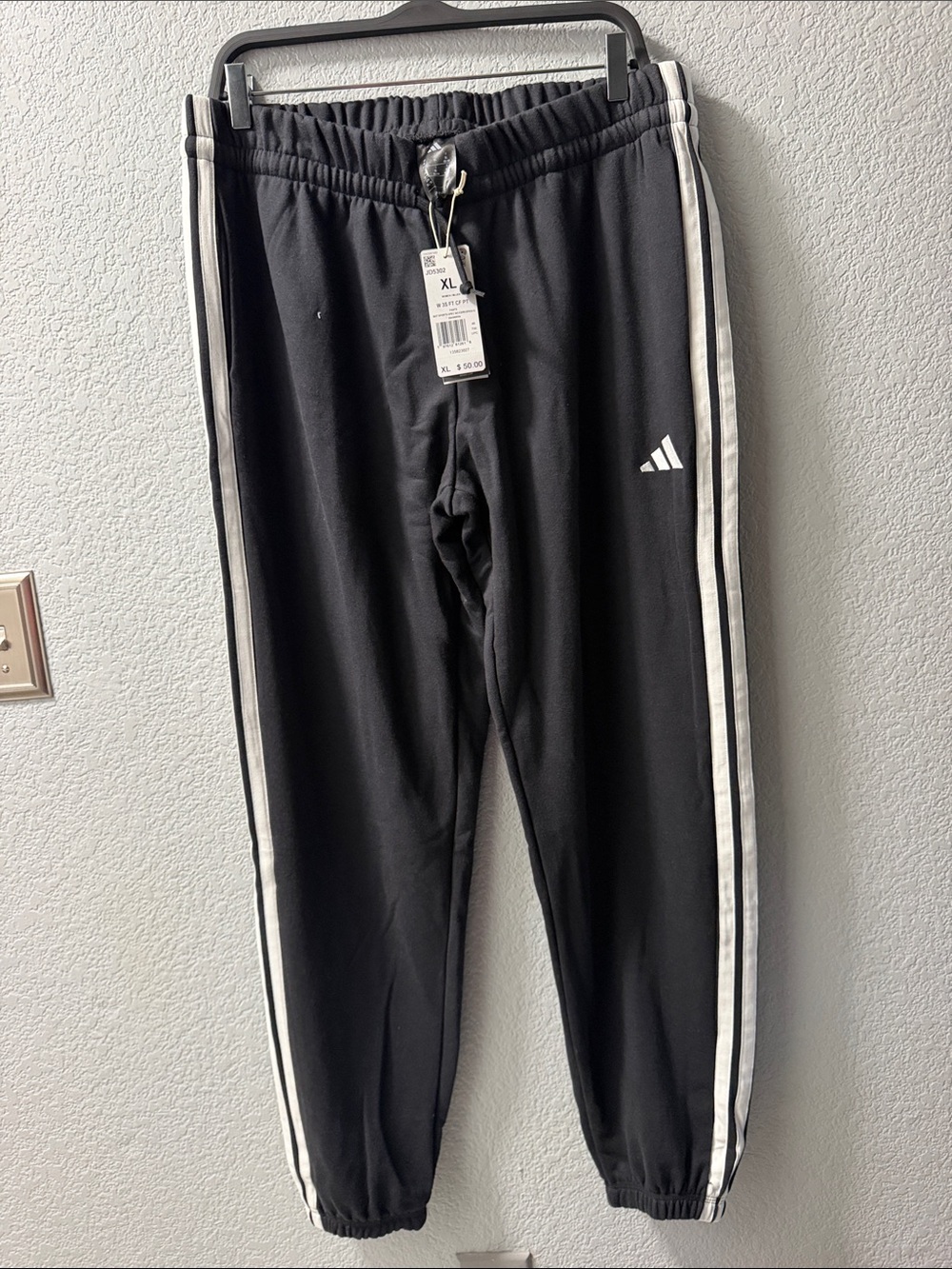 adidas Black Joggers with White Side Stripes - men